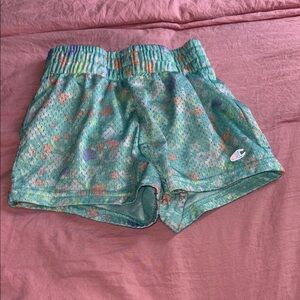 Green Floral Athletic Shorts